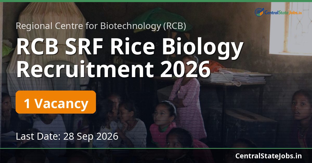 RCB SRF Rice Biology Recruitment 2026