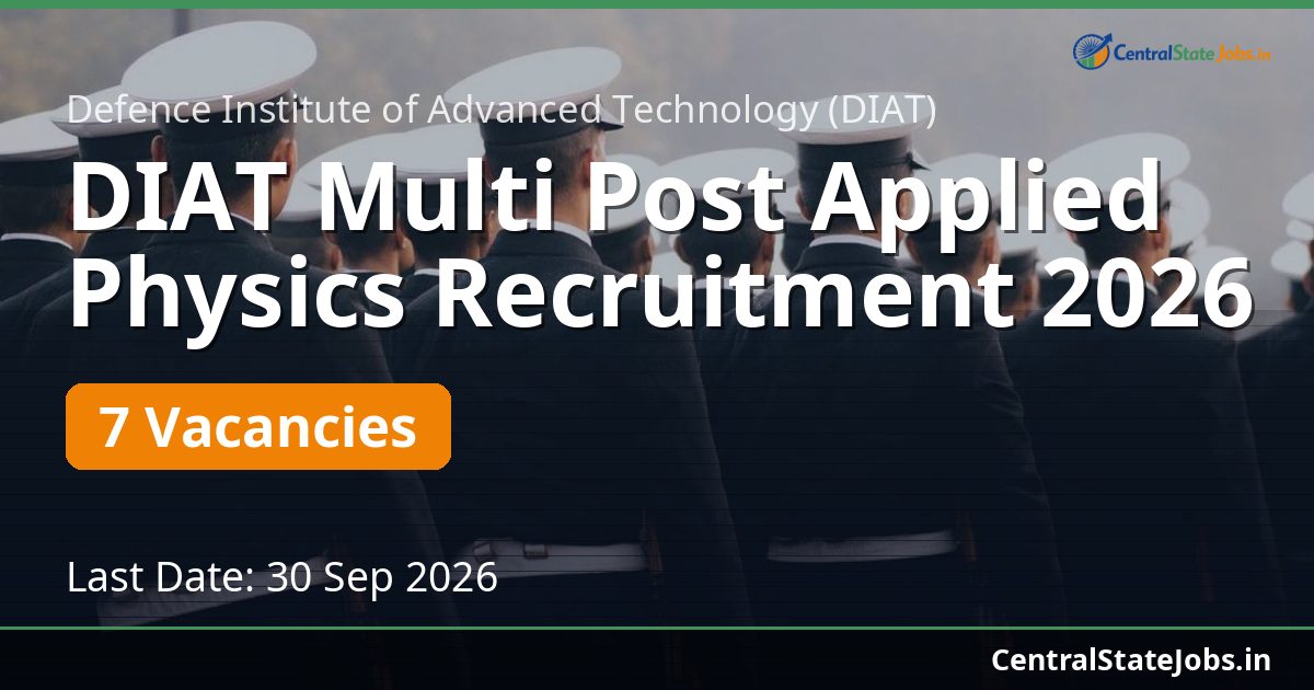 DIAT Multi Post Applied Physics Recruitment 2026