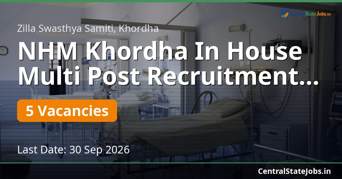 NHM Khordha In House Multi Post Recruitment 2026