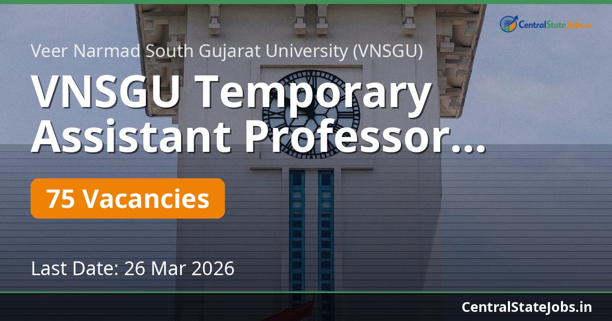 VNSGU Temporary Assistant Professor Recruitment 2026