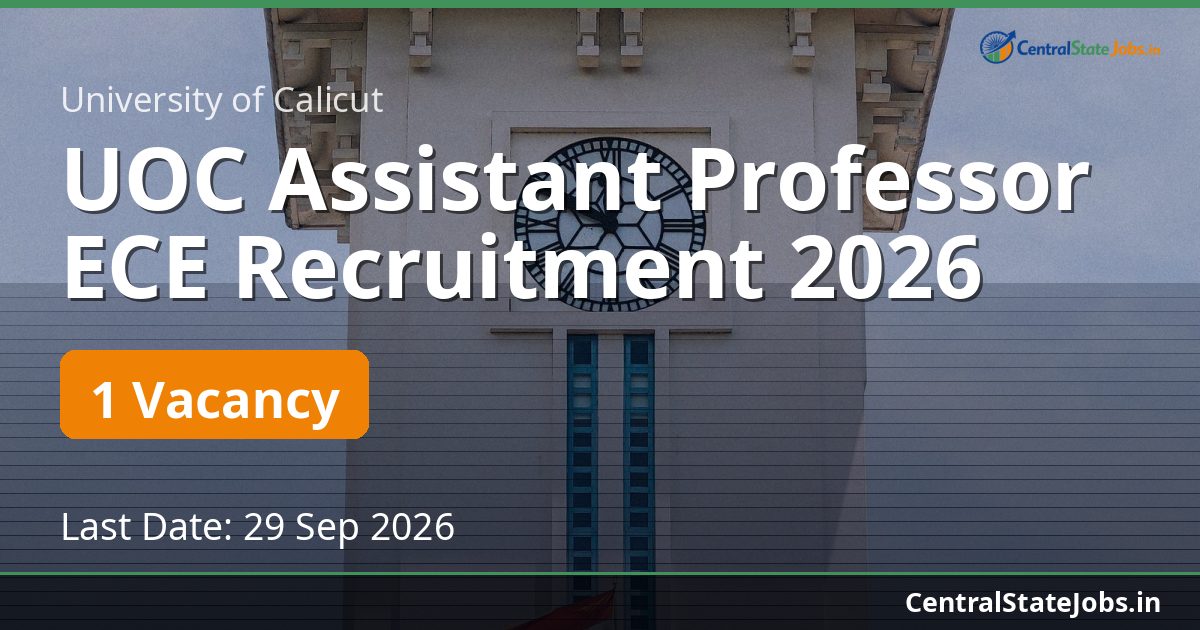 UOC Assistant Professor ECE Recruitment 2026