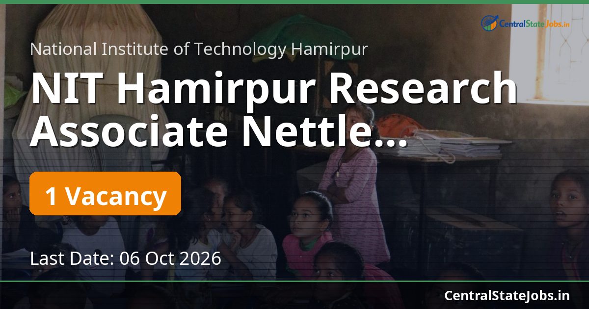 NIT Hamirpur Research Associate Nettle Recruitment 2026