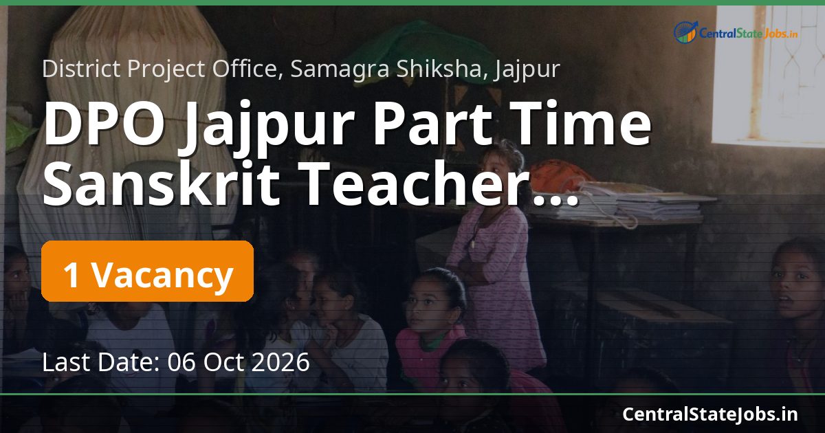 DPO Jajpur Part Time Sanskrit Teacher Recruitment 2026