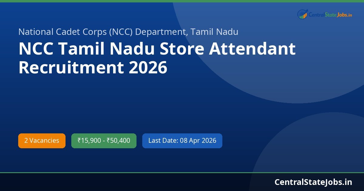 NCC Tamil Nadu Store Attendant Recruitment 2026