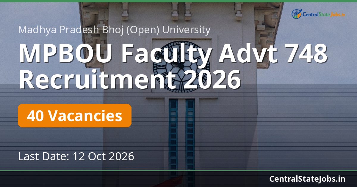 MPBOU Faculty Advt 748 Recruitment 2026 — 40 Vacancies