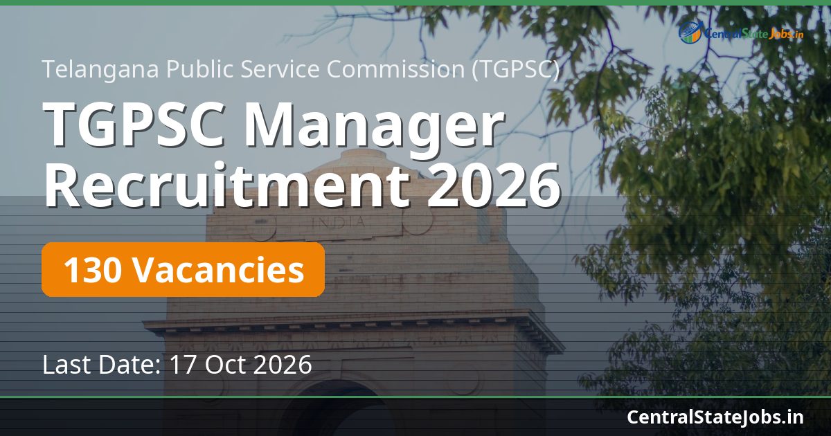 TGPSC Manager Recruitment 2026 — 130 Vacancies
