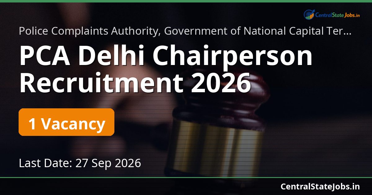 PCA Delhi Chairperson Recruitment 2026