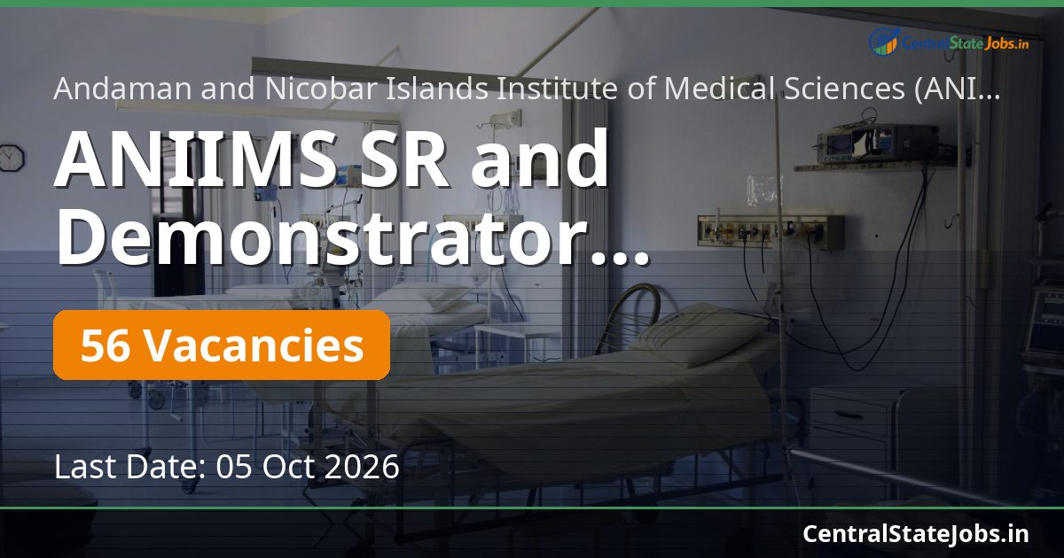 ANIIMS SR and Demonstrator Recruitment 2026 — 56 Vacancies