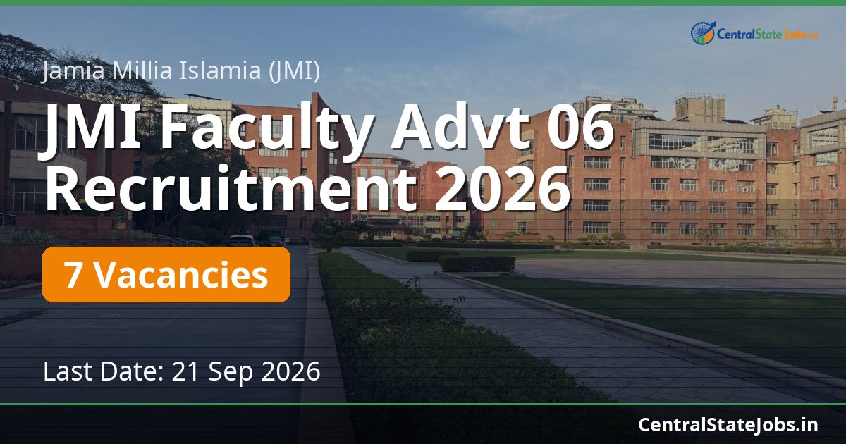 JMI Faculty Advt 06 Recruitment 2026