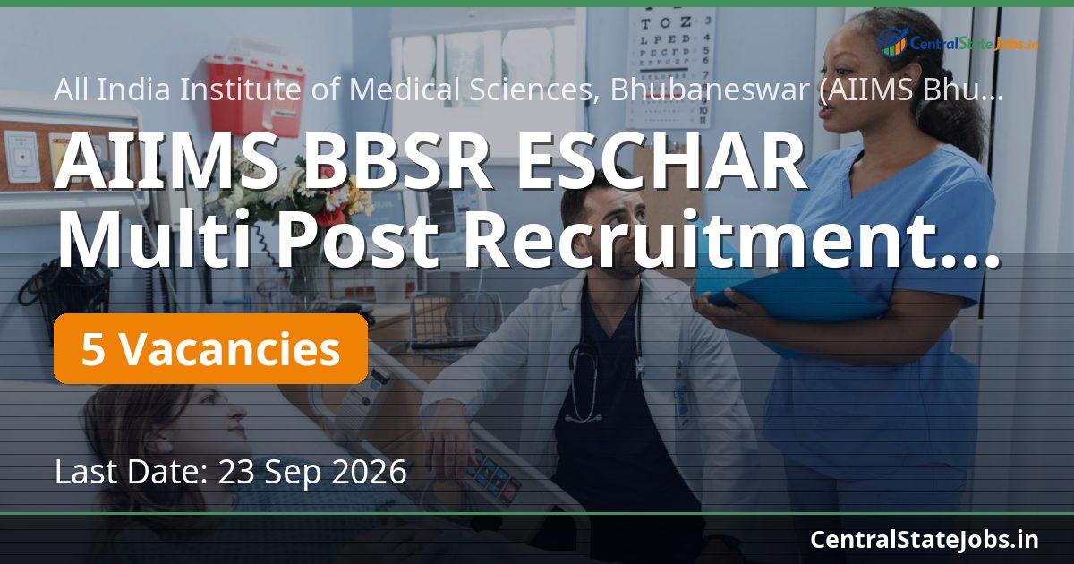 AIIMS BBSR ESCHAR Multi Post Recruitment 2026
