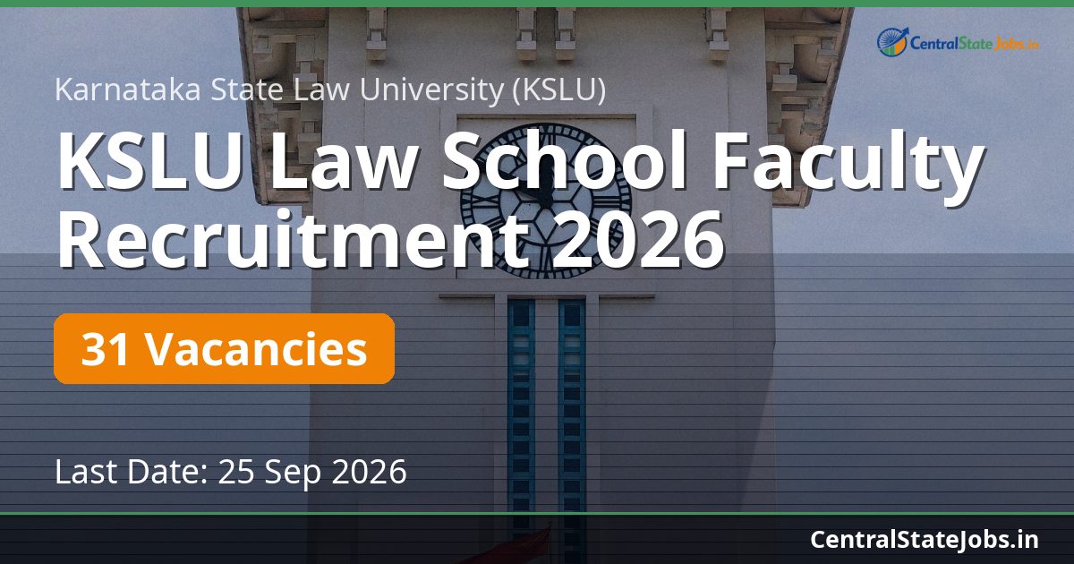 KSLU Law School Faculty Recruitment 2026 — 31 Vacancies