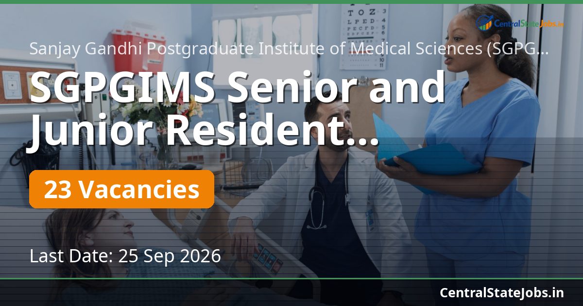 SGPGIMS Senior and Junior Resident Recruitment 2026