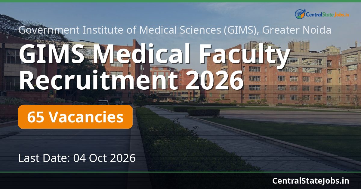 GIMS Medical Faculty Recruitment 2026 — 65 Vacancies