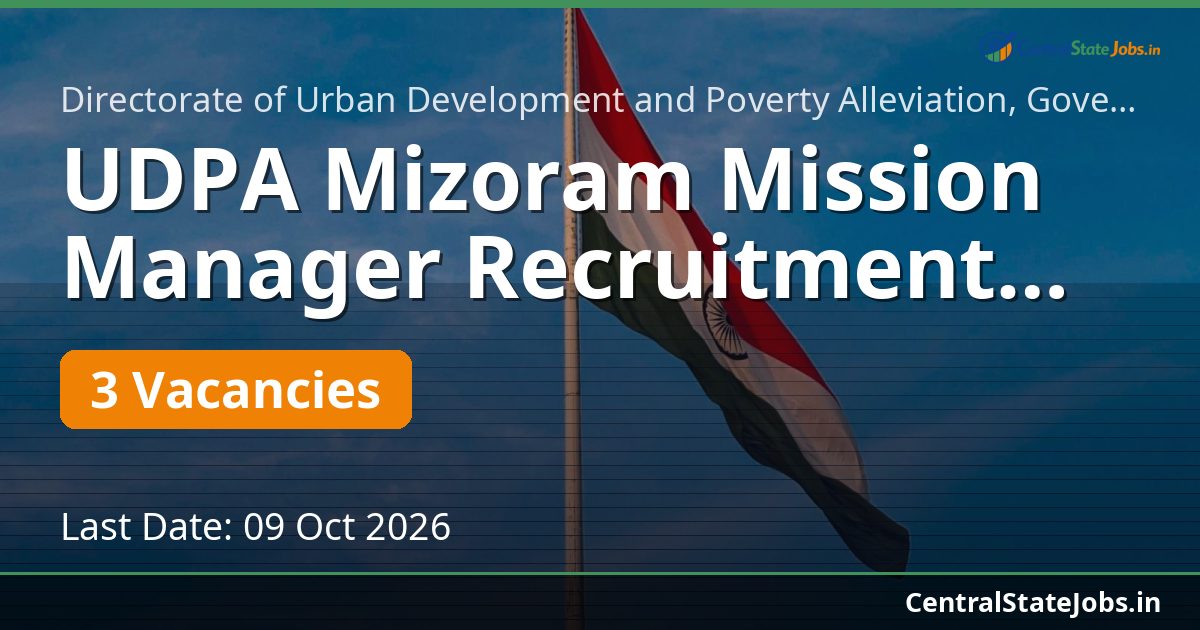UDPA Mizoram Mission Manager Recruitment 2026