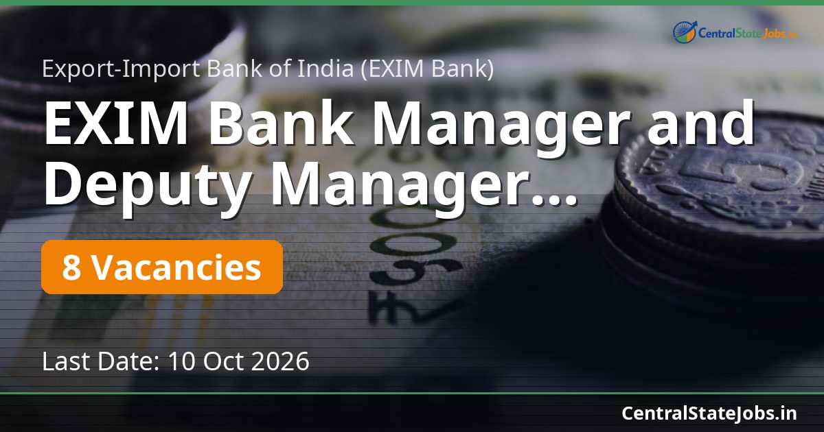 EXIM Bank Manager and Deputy Manager Recruitment 2026