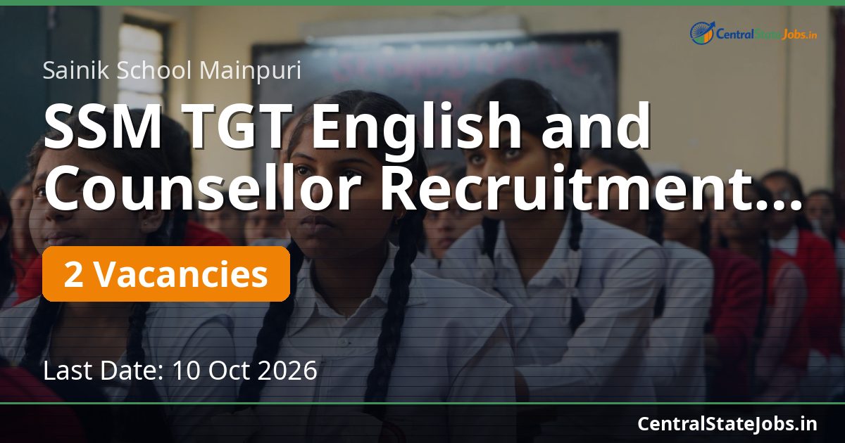 SSM TGT English and Counsellor Recruitment 2026