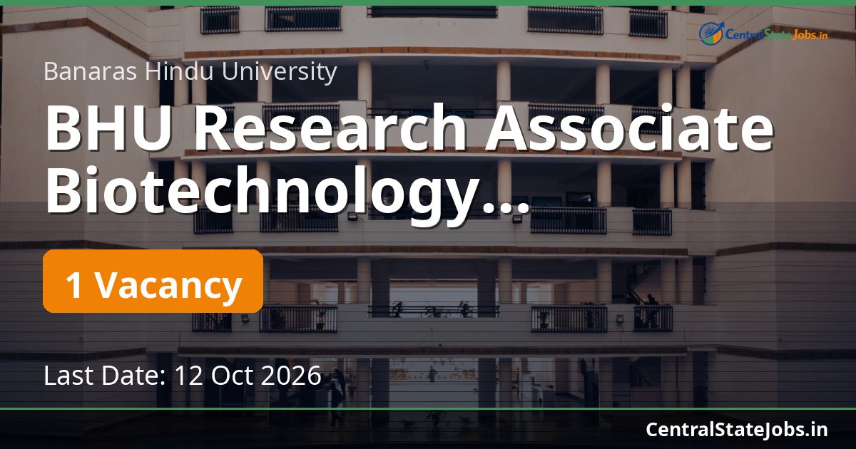 BHU Research Associate Biotechnology Recruitment 2026