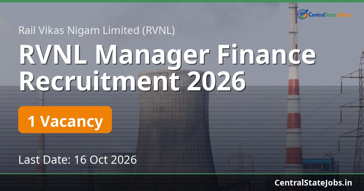 RVNL Manager Finance Recruitment 2026