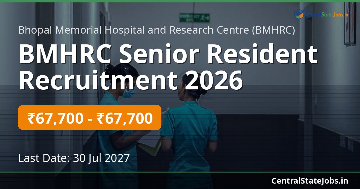 BMHRC Senior Resident Recruitment 2026