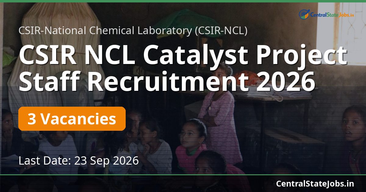 CSIR NCL Catalyst Project Staff Recruitment 2026