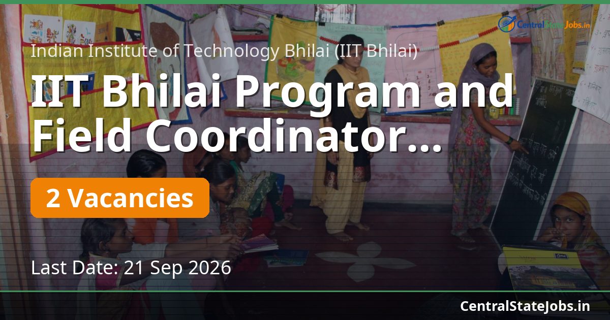 IIT Bhilai Program and Field Coordinator Recruitment 2026