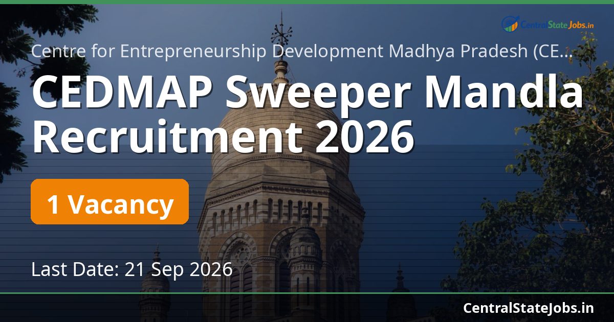 CEDMAP Sweeper Mandla Recruitment 2026