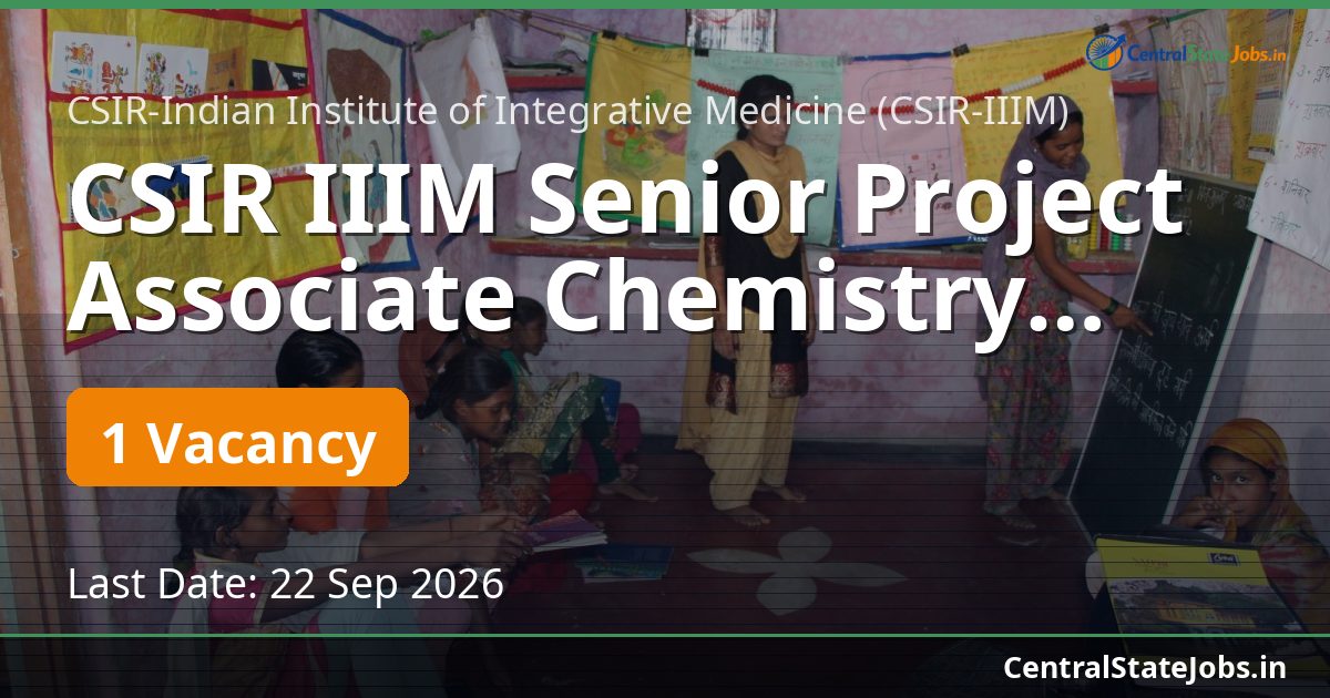 CSIR IIIM Senior Project Associate Chemistry 2026