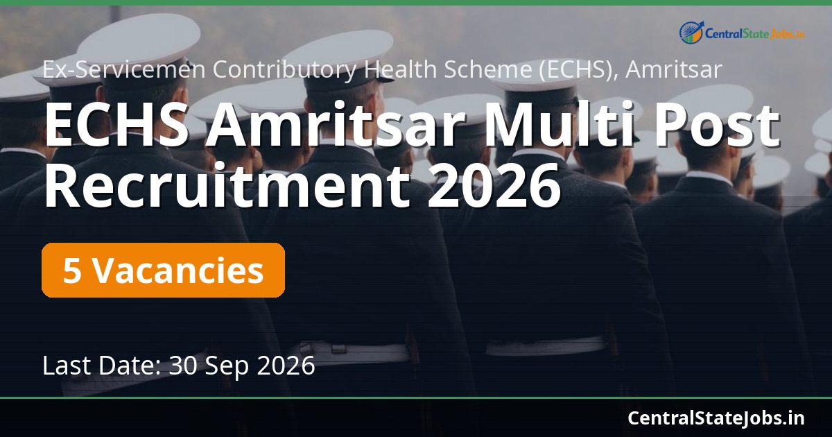 ECHS Amritsar Multi Post Recruitment 2026