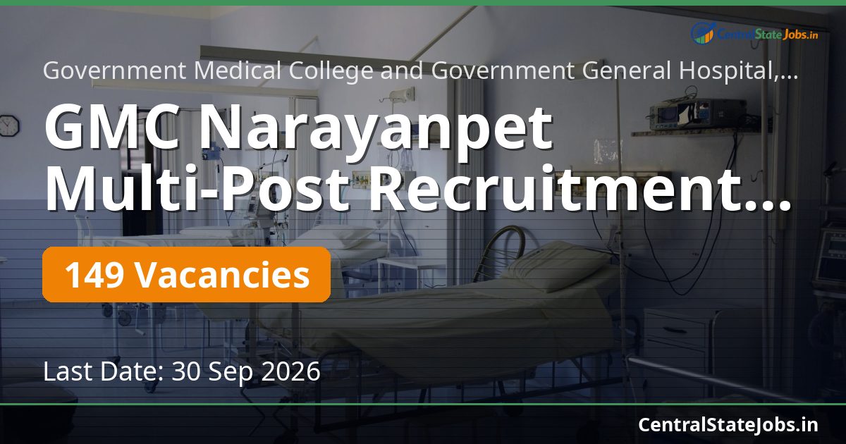 GMC Narayanpet Multi-Post Recruitment 2026 — 149 Vacancies