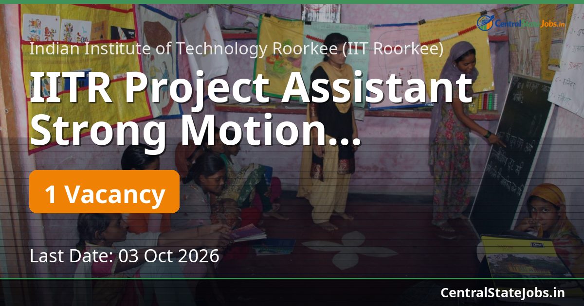 IITR Project Assistant Strong Motion Recruitment 2026
