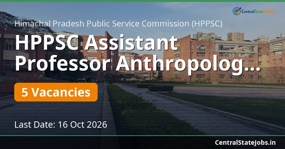 HPPSC Assistant Professor Anthropology Recruitment 2026