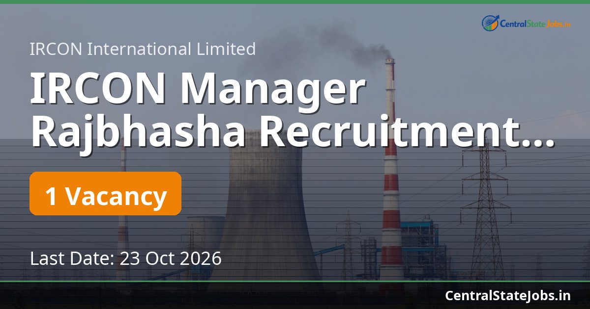 IRCON Manager Rajbhasha Recruitment 2026