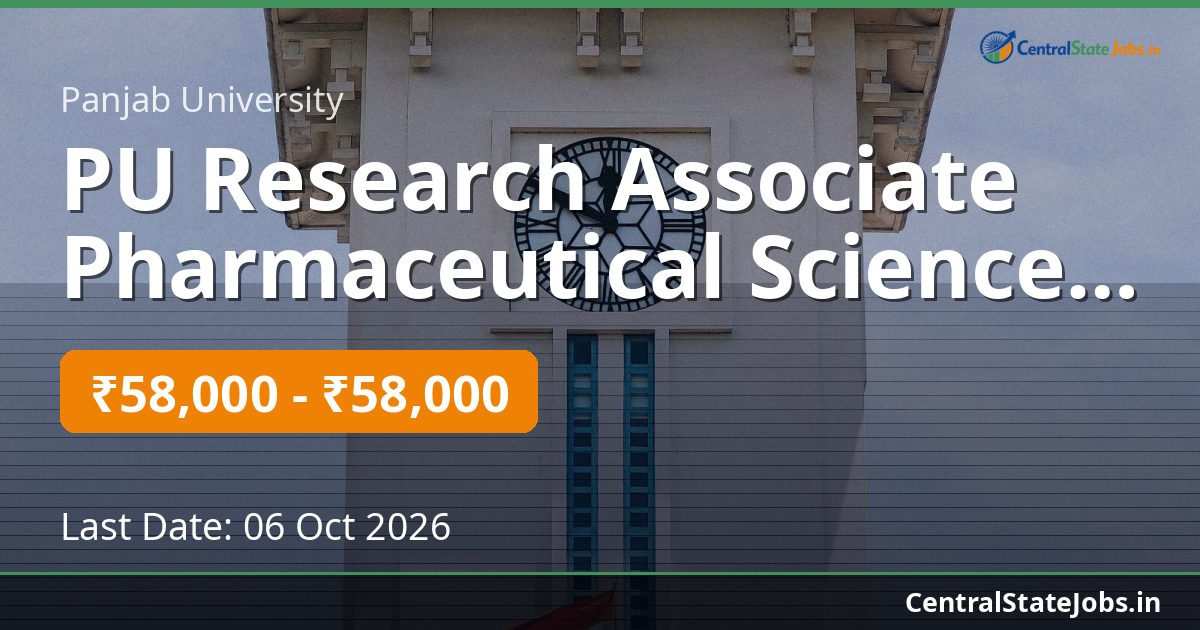 PU Research Associate Pharmaceutical Sciences 2026