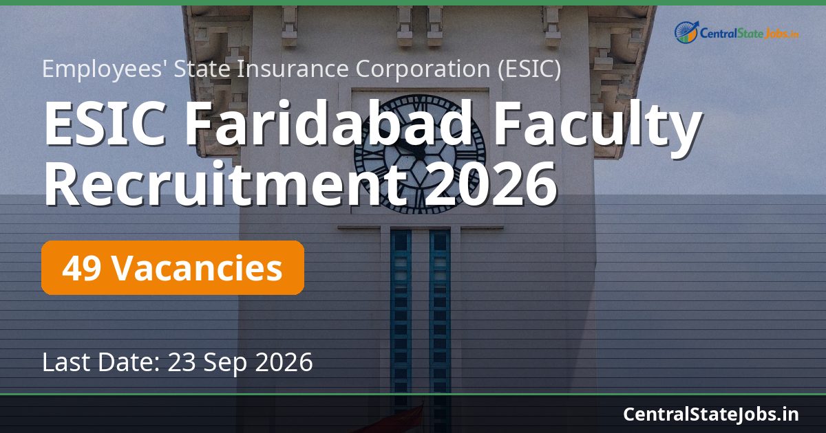 ESIC Faridabad Faculty Recruitment 2026 — 49 Vacancies