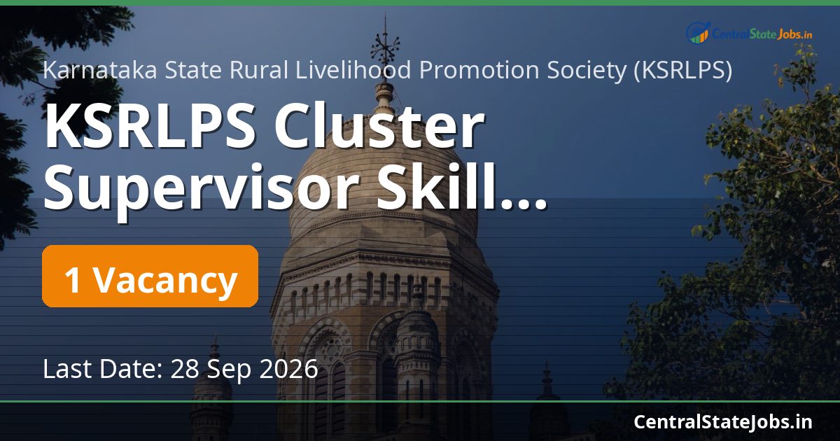 KSRLPS Cluster Supervisor Skill Recruitment 2026
