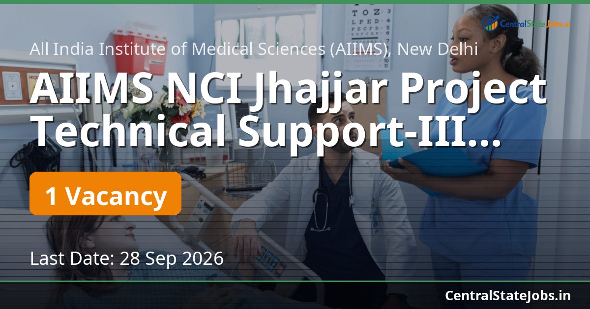 AIIMS NCI Jhajjar Project Technical Support-III 2026