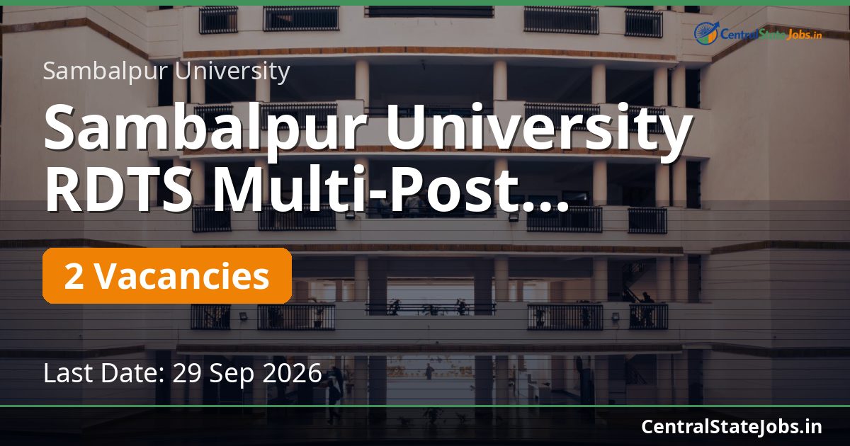 Sambalpur University RDTS Multi-Post Recruitment 2026
