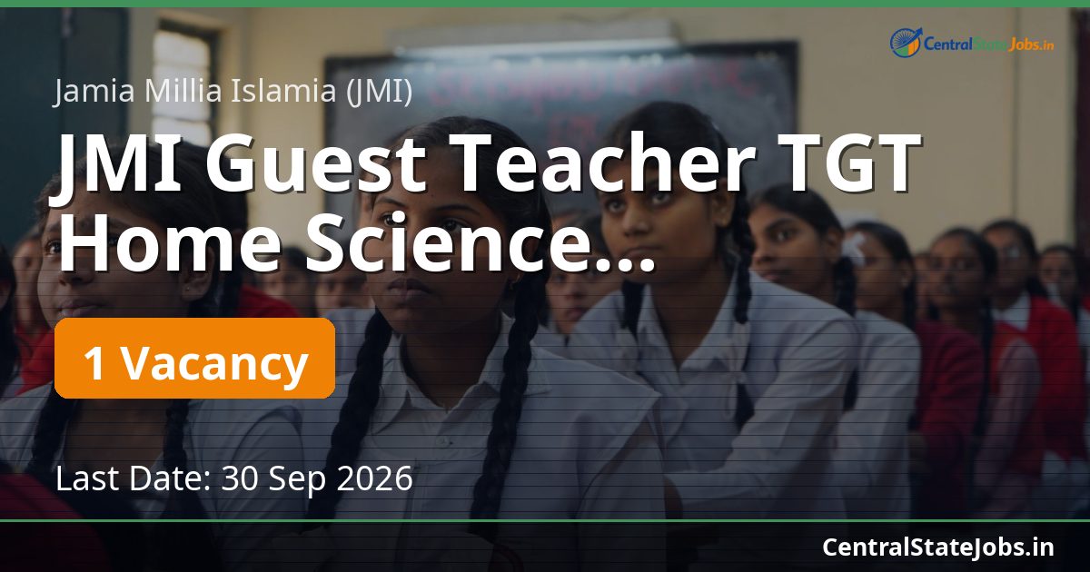 JMI Guest Teacher TGT Home Science Recruitment 2026