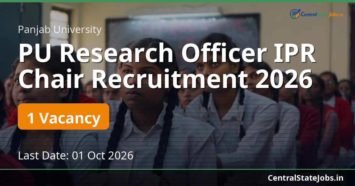 PU Research Officer IPR Chair Recruitment 2026