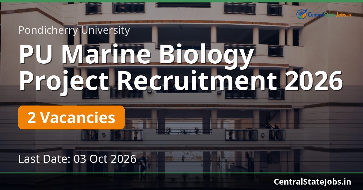 PU Marine Biology Project Recruitment 2026