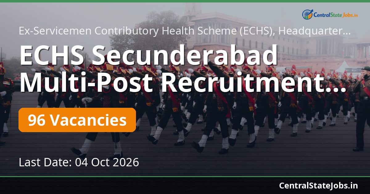 ECHS Secunderabad Multi-Post Recruitment 2026 — 96 Vacancies