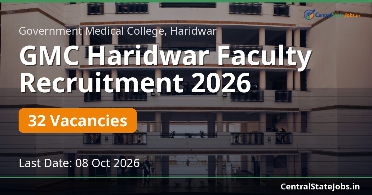 GMC Haridwar Faculty Recruitment 2026 — 32 Vacancies