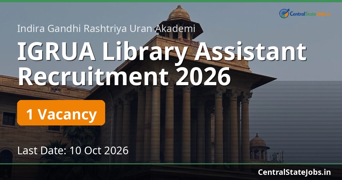IGRUA Library Assistant Recruitment 2026
