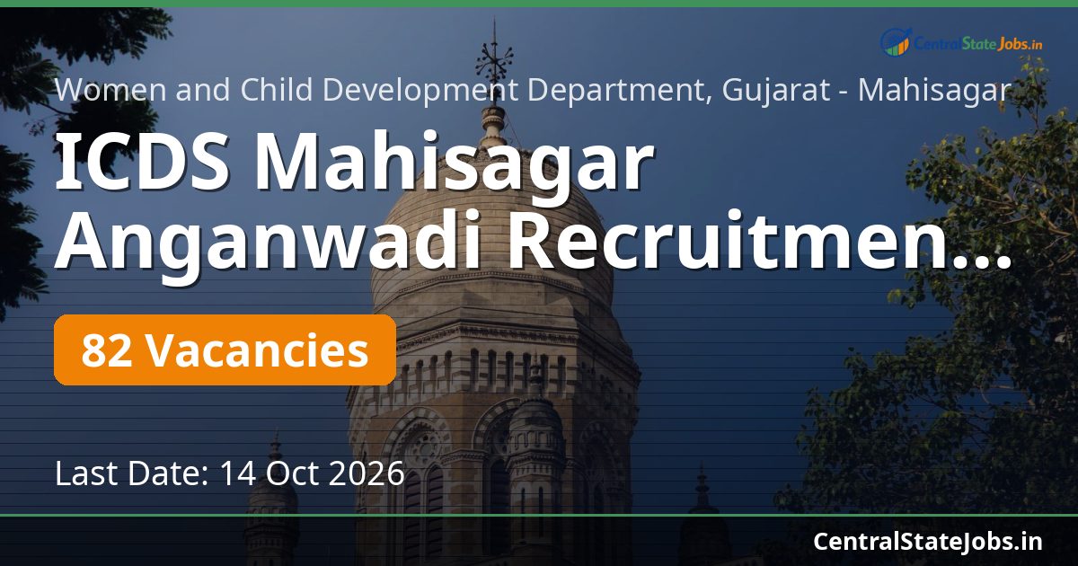 ICDS Mahisagar Anganwadi Recruitment 2026 — 82 Vacancies