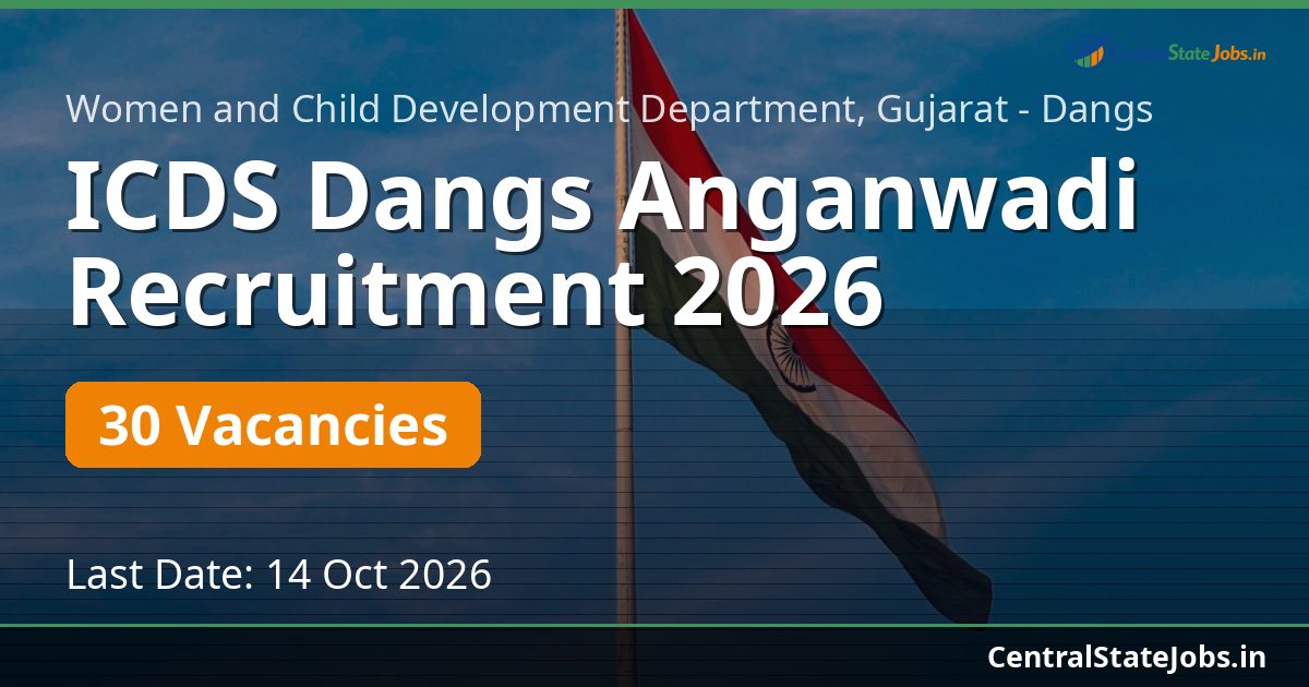 ICDS Dangs Anganwadi Recruitment 2026 — 30 Vacancies