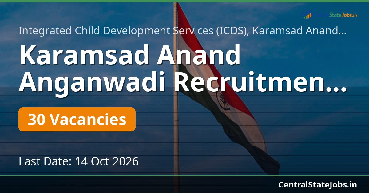 Karamsad Anand Anganwadi Recruitment 2026 — 30 Vacancies