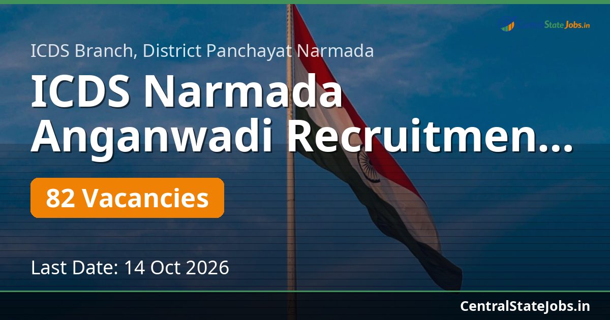 ICDS Narmada Anganwadi Recruitment 2026 — 82 Vacancies