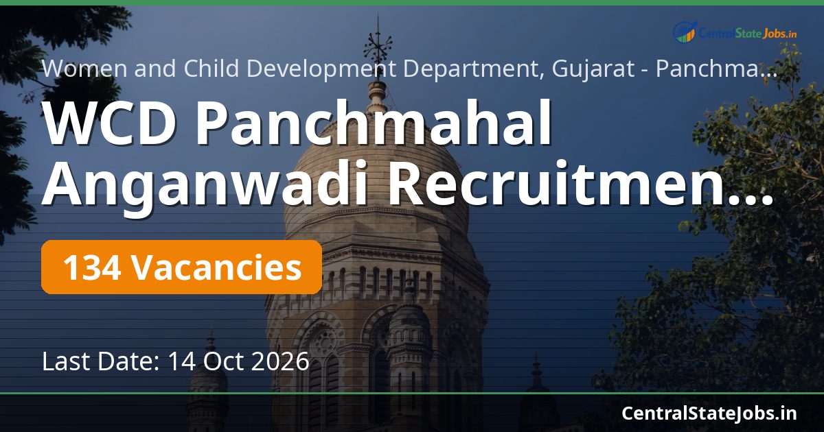 WCD Panchmahal Anganwadi Recruitment 2026 — 134 Vacancies