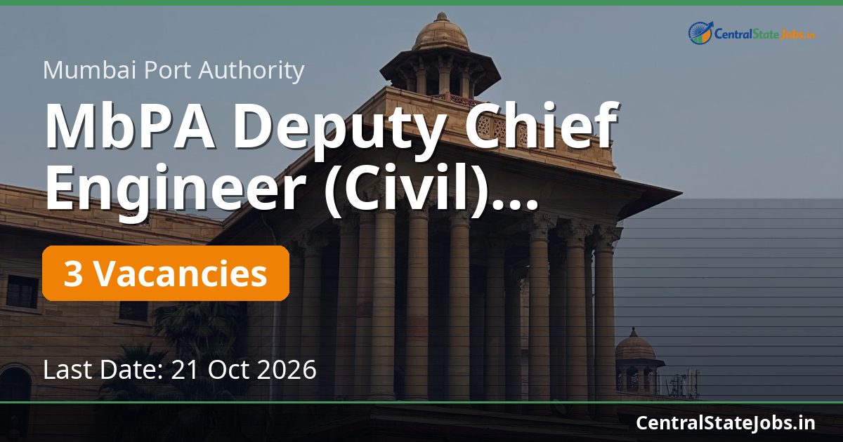 MbPA Deputy Chief Engineer (Civil) Recruitment 2026