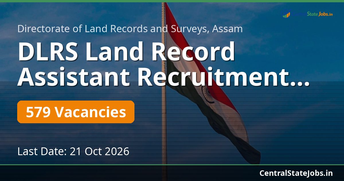 DLRS Land Record Assistant Recruitment 2026 — 579 Vacancies